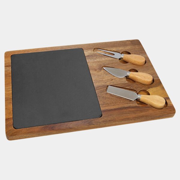 Acacia Wood/Slate Rectangle Cheese Set Thumbnail