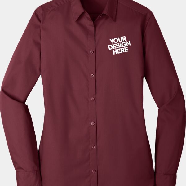 Ladies Long Sleeve Carefree Poplin Shirt Thumbnail