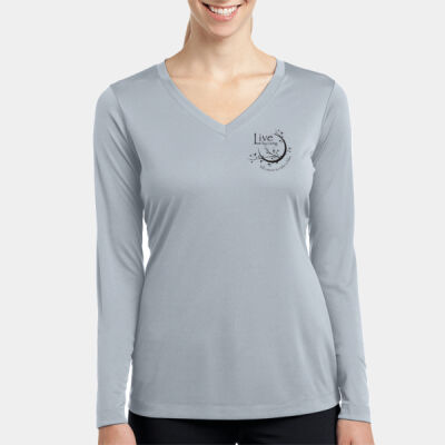 LBL BLACK PRINT - Ladies Long Sleeve PosiCharge ® Competitor V Neck Tee Thumbnail