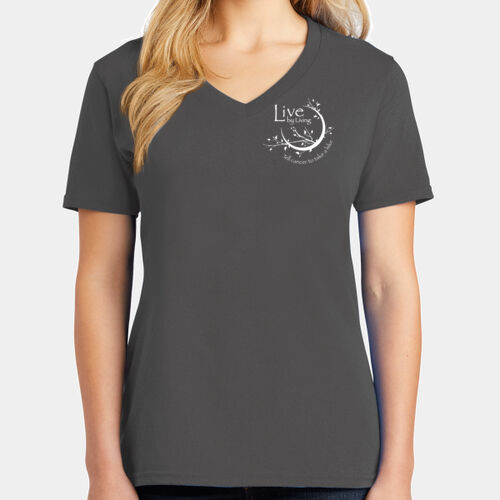 LBL WHITE PRINT - Women's Core Cotton V Neck Tee Thumbnail