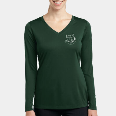 LBL WHITE PRINT - Ladies Long Sleeve PosiCharge ® Competitor V Neck Tee Thumbnail