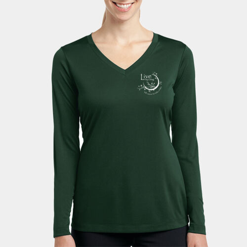 LBL WHITE PRINT - Ladies Long Sleeve PosiCharge ® Competitor V Neck Tee Thumbnail